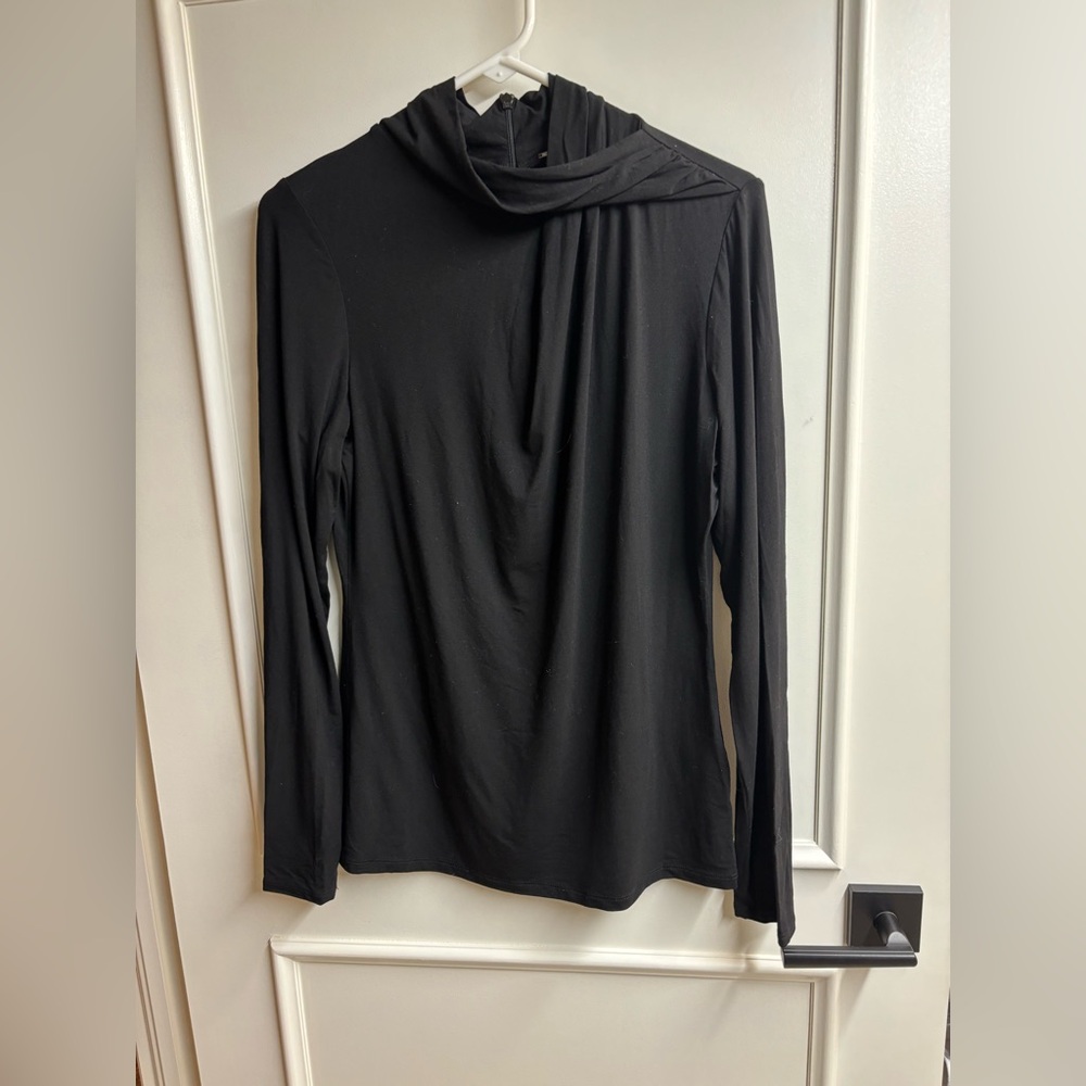 Elite Tahari drape neck cowl in black jersey